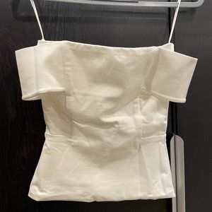 White Michelle Mason Off Shoulder Peplin Top - P